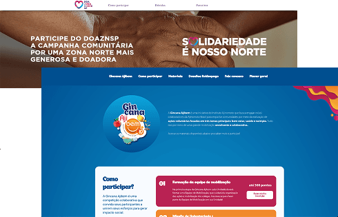 Tela da plataforma Lab For Good para gestão de programas de voluntariado.